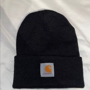 Carhartt Black Ribbed Knit Hat with Logo